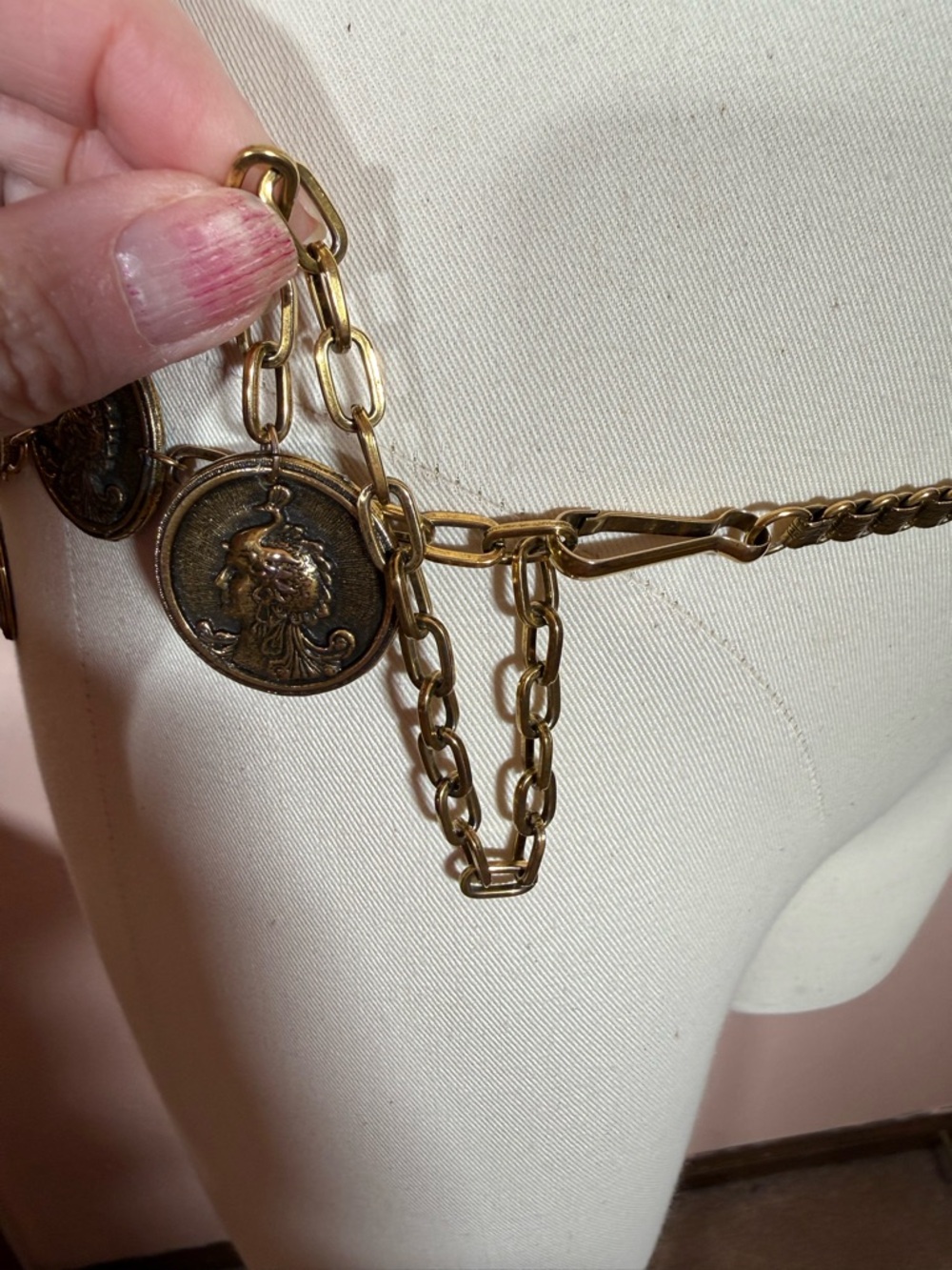 Vintage Victorian antique Gold Greek God Queen Hera Festoon chain belt - Picture 13 of 17